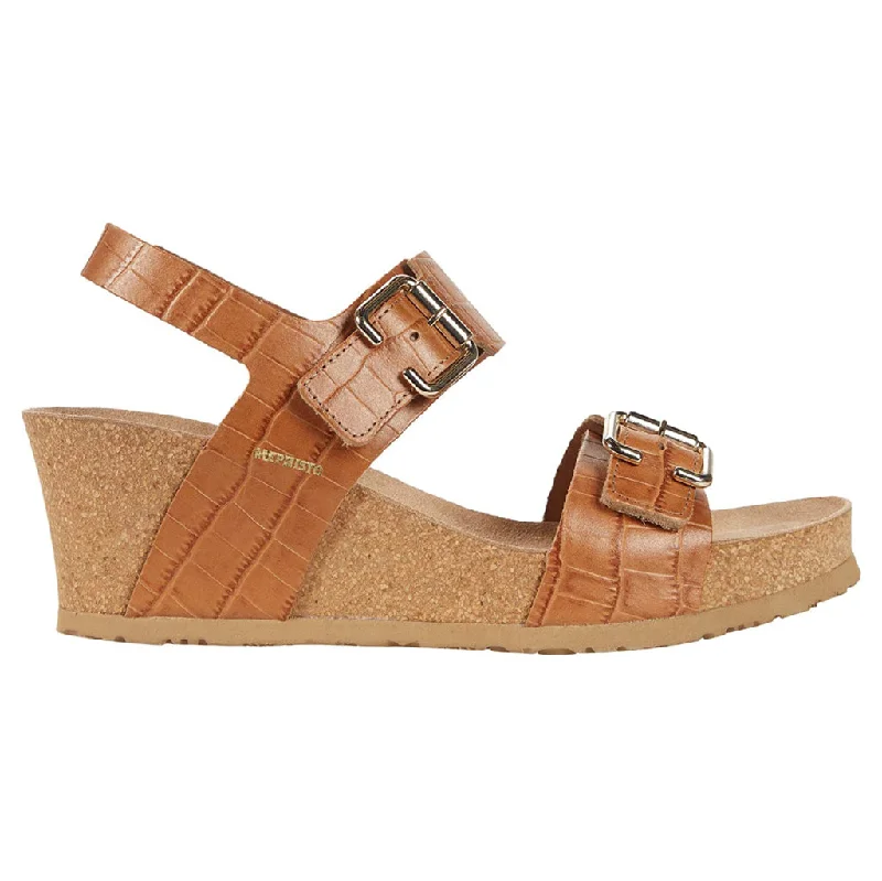 Women's Ankle - Strap Sandals with a Block Heel in Red for a Sophisticated StyleLissandra Nubuck Leather Women's Wedge Sandals