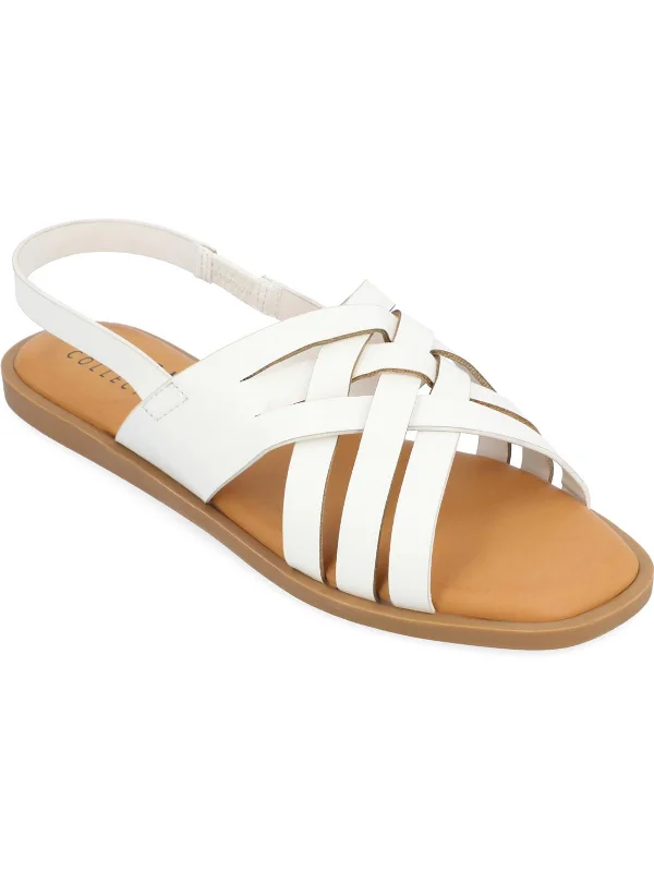 Orthopedic Women's Sandals with Arch Support in Gray for Foot HealthMerrin Womens Faux Leather Square Toe Slingback Sandals
