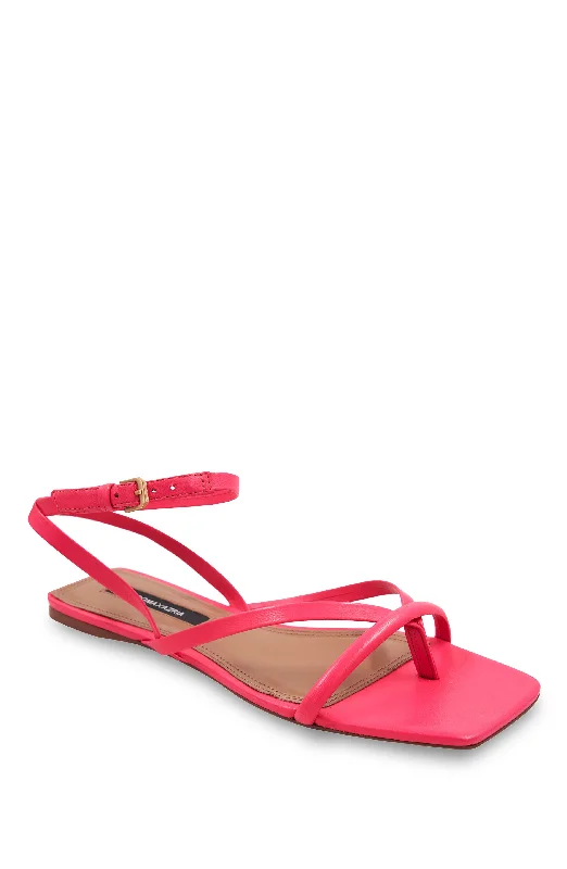 Women's Thong Sandals with a Beaded Design in Multicolor for a Beachy AestheticMESTICO CALYPSO CORAL LEATHER STRAPPY FLAT SANDAL
