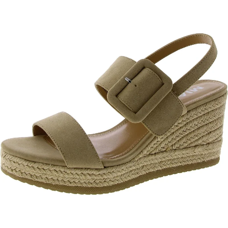Women's Flat Slide Sandals with a Memory Foam Insole in White for All - Day ComfortMia Womens BROOKE WEDGE Leather Wedge Espadrilles