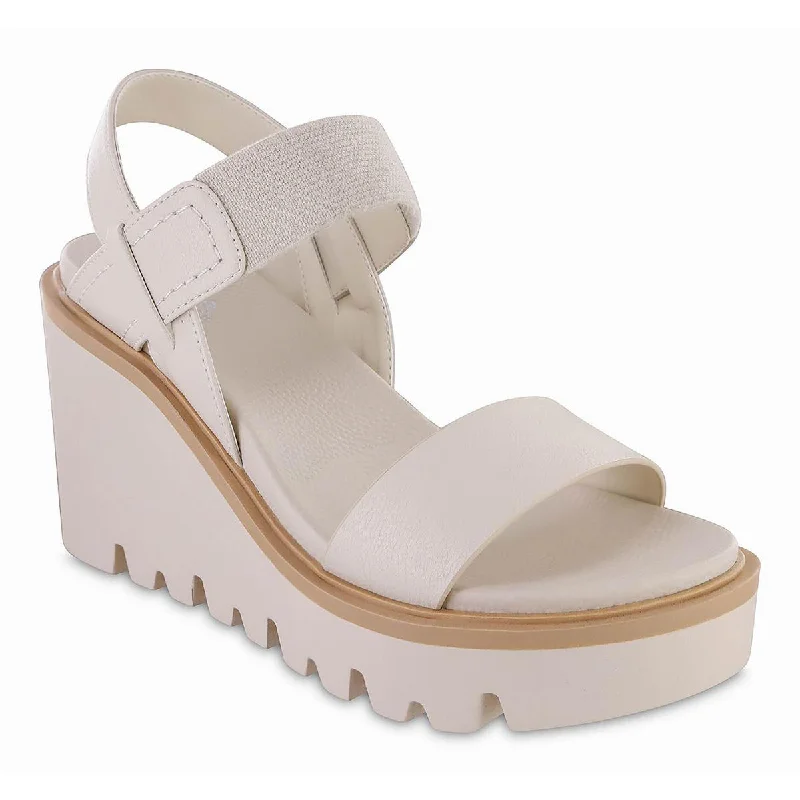 Women's Sandals with a Glitter - Coated Strap in Gold for a Sparkly Summer OutfitMia Womens Ciji Wedges Sandals Open Round Toe Slinga Wedge Sandals
