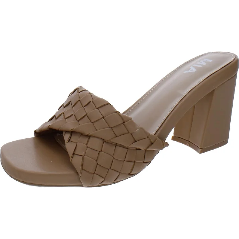 Women's Sandals with a Wedge Heel and a Tassel Detail in Orange for a Trendy LookMia Womens Minna Faux Leather Woven Heels