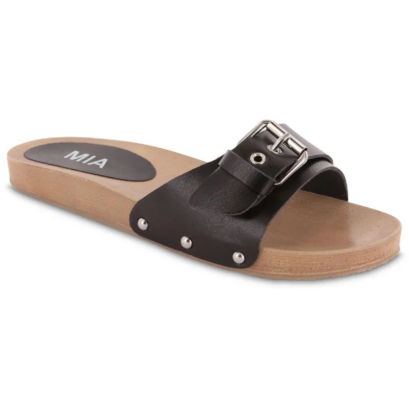 Women's Cork - Soled Espadrille Sandals with a Rope - Trimmed Upper in Navy for a Summer VibeMia Womens Thia  Clog Slip On Slide Sandals