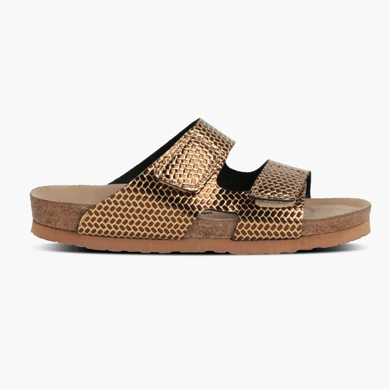 Sustainable Women's Recycled Material Sandals in Beige for Eco - Conscious ShoppersMiami Gold Sandals