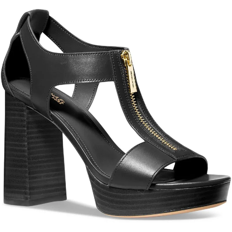 Women's Sandals with a Glitter - Coated Strap in Gold for a Sparkly Summer OutfitMICHAEL Michael Kors Womens BERKLEY MID Leather Open toe Block Heel