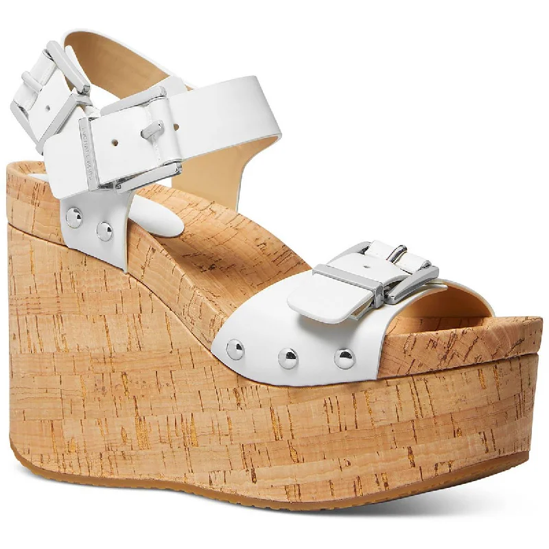 Women's Sandals with a Wedge Heel and a Tassel Detail in Orange for a Trendy LookMICHAEL Michael Kors Womens Colby Wedge Leather Slip On Wedge Sandals