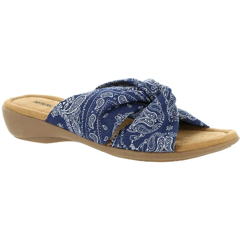 Shock - Absorbing Women's Sandals with a Soft Insole in Black for Active LifestylesMinnetonka Womens Sarong Knot-Front Knit Slide Sandals