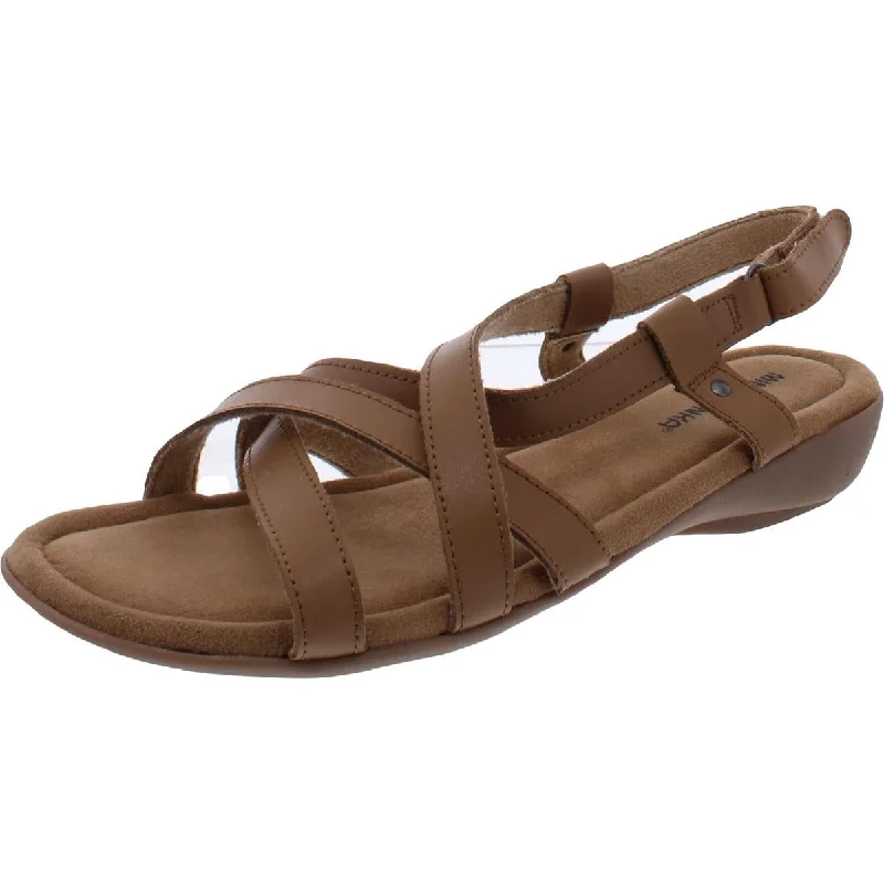 Lightweight Women's Mesh - Paneled Sandals in Yellow for BreathabilityMinnetonka Womens Sunny Slingback Leather Strappy Flat Sandals