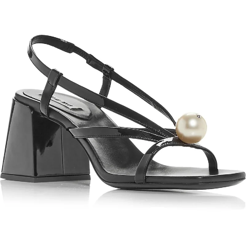 Plus Size Women's Wide - Width Platform Sandals in Black for Added Comfort and HeightMiu Miu Womens Calzature Donna Patent Leather Strappy Block Heel