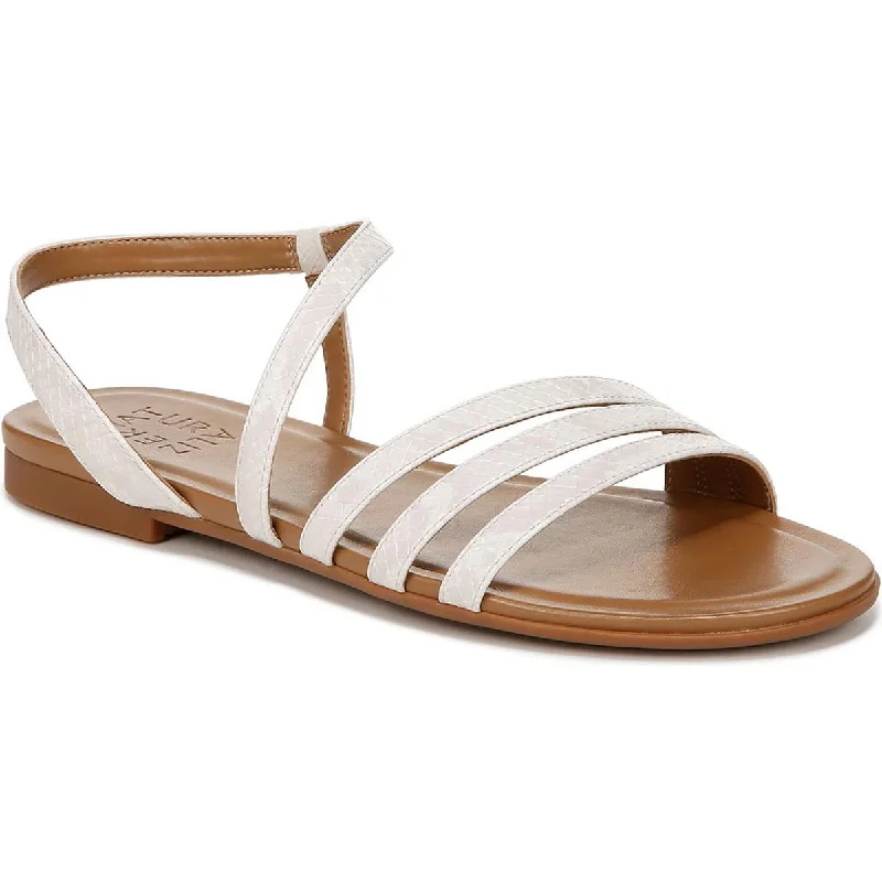 Women's Flat Slide Sandals with a Memory Foam Insole in White for All - Day ComfortNaturalizer Womens SALMA Faux Leather Strappy Flatform Sandals