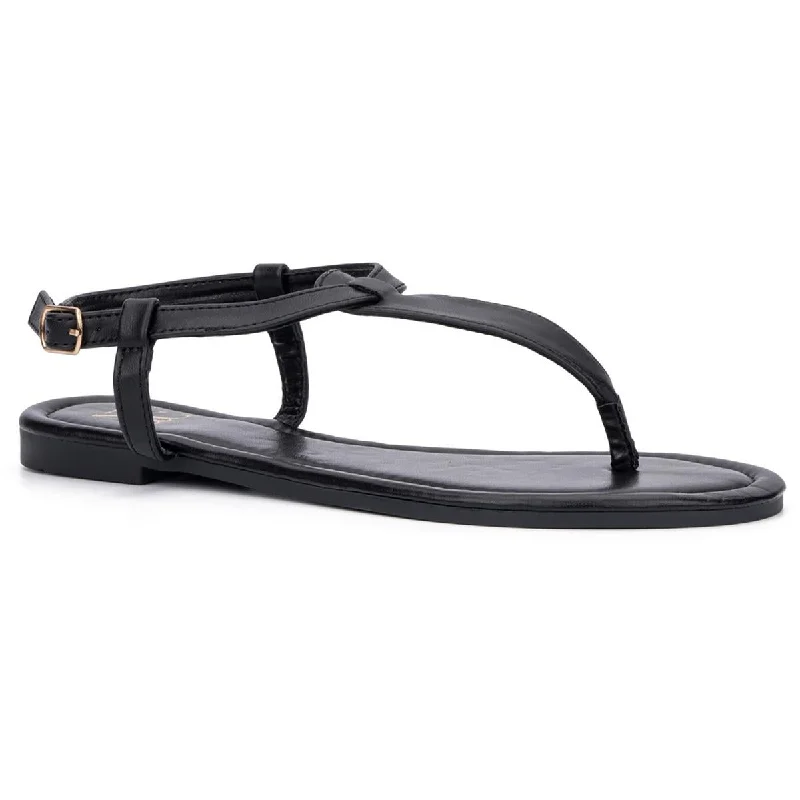 Adjustable Strap Women's Sandals with a Padded Heel in Pink for a Custom FitNew York & Company Womens TSTRAPSANDAL Faux Leather Casual Thong Sandals