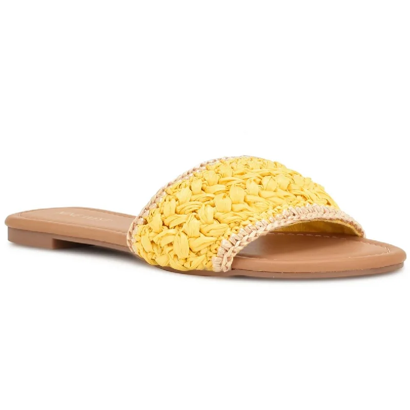 Women's Flat Slide Sandals with a Memory Foam Insole in White for All - Day ComfortNine West Womens Beehiv Slip On Mules Slide Sandals