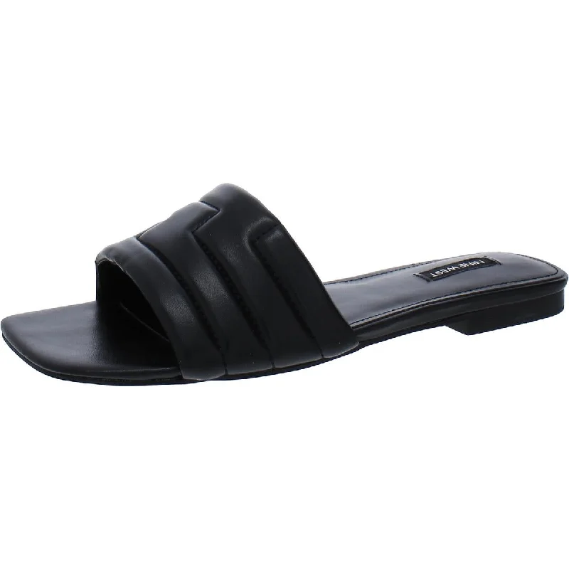 Lightweight Women's Mesh - Paneled Sandals in Yellow for BreathabilityNine West Womens Faux Leather Peep-Toe Slide Sandals