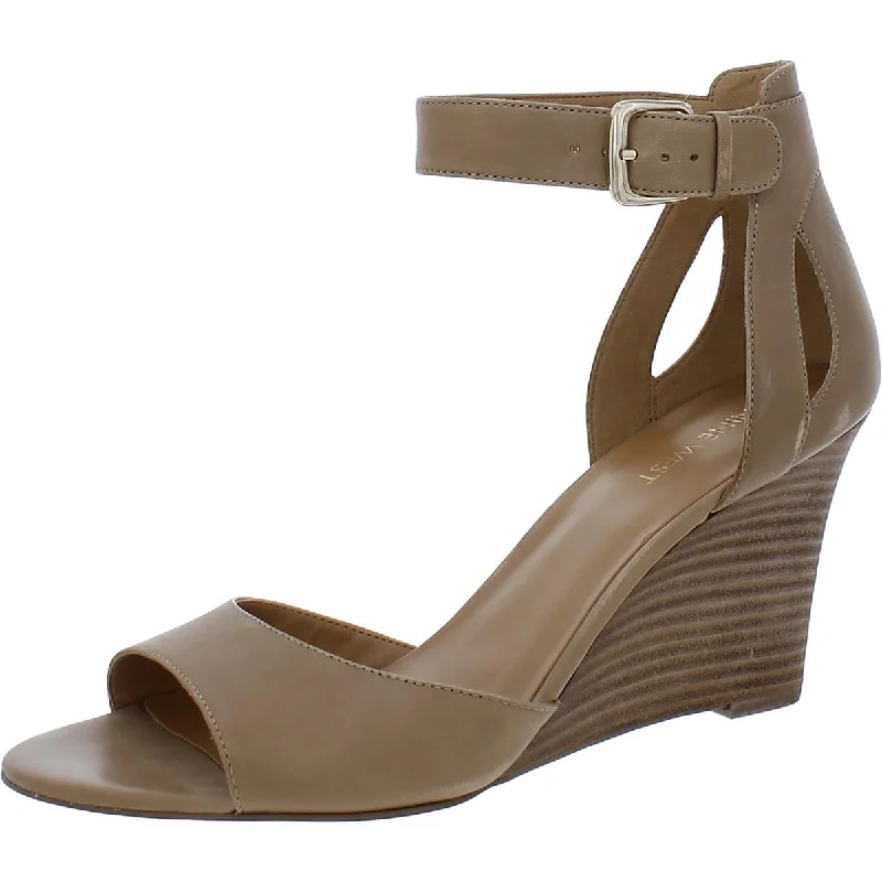 Women's Sandals with a Glitter - Coated Strap in Gold for a Sparkly Summer OutfitNine West Womens Floyd Leather Ankle Strap Wedge Sandals