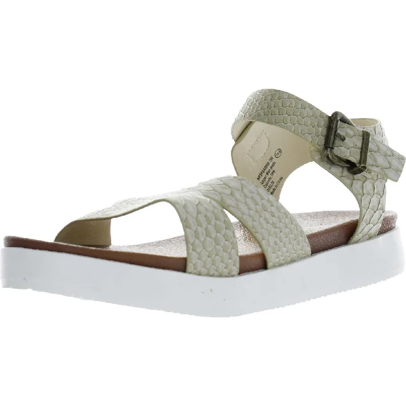 Waterproof Women's Rubber Beach Sandals with Arch Support in Blue for Water ActivitiesNot Rated Womens Faux Leather Buckle Ankle Strap