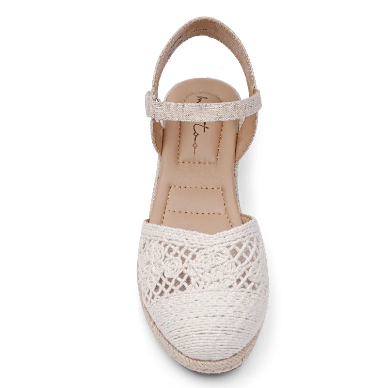 Women's Leather - Strapped Sandals with a Braided Detail in Brown for a Rustic AppealNyra Mini-Wedge Sandal