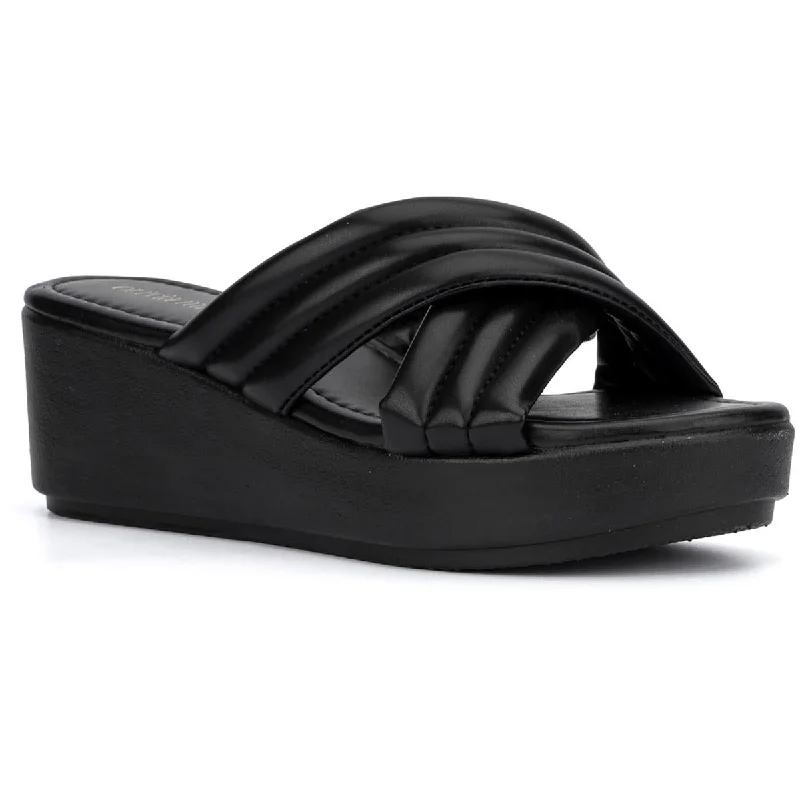 Sustainable Women's Recycled Material Sandals in Beige for Eco - Conscious ShoppersOlivia Miller Womens Emma  Slip On Outdoors Wedge Sandals