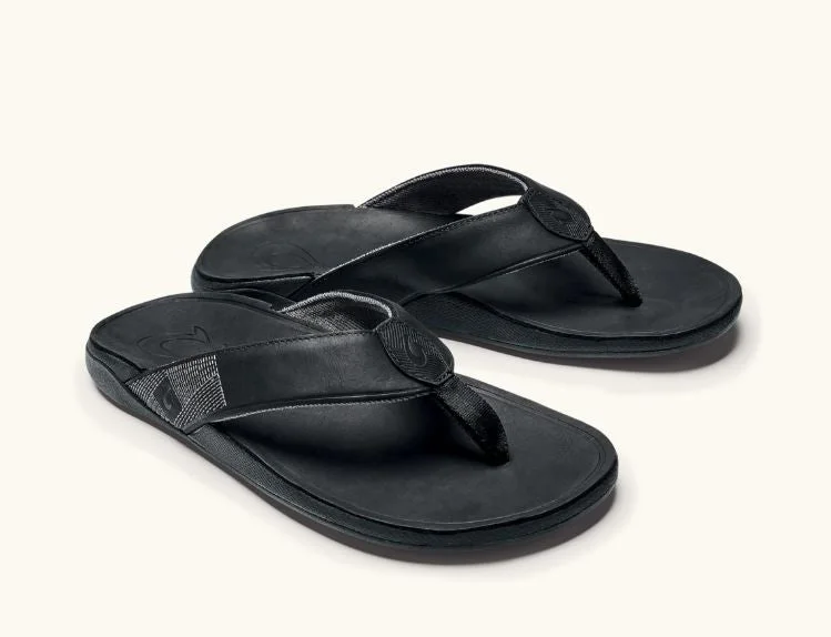 Elastic - Strap Women's Sandals with a Padded Toe in Teal for Easy On - and - OffOlukai Sandals Black