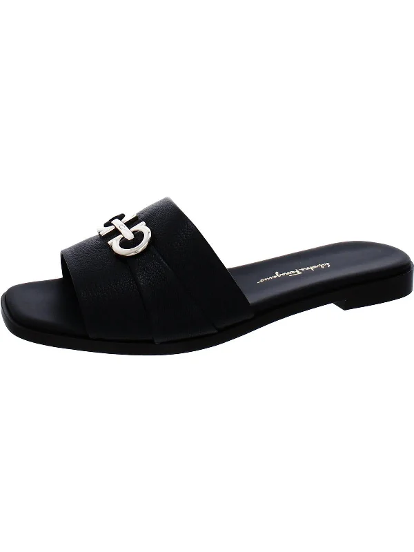 Women's Ankle - Strap Sandals with a Block Heel in Red for a Sophisticated StyleOria 10 Womens Leather Slip-On Slide Sandals