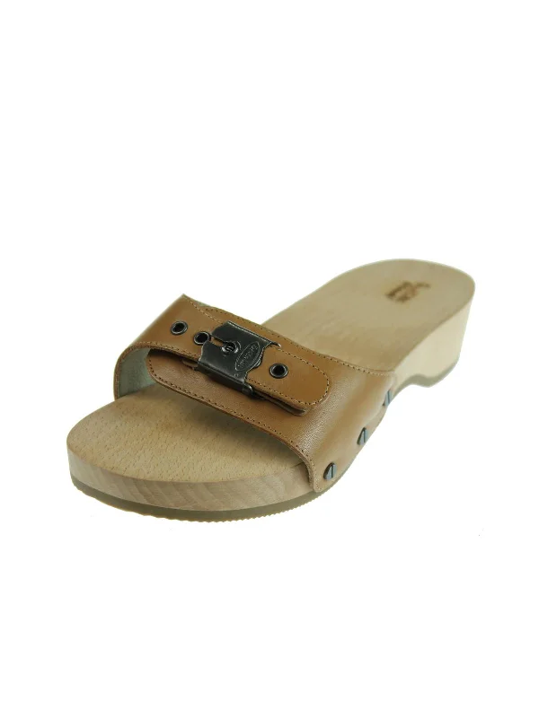Women's Sandals with a Glitter - Coated Strap in Gold for a Sparkly Summer OutfitOriginal Womens Leather Wood Slide Sandals