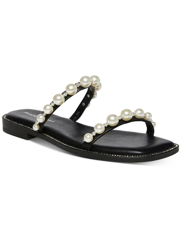 Elastic - Strap Women's Sandals with a Padded Toe in Teal for Easy On - and - OffPeachy Womens Embellished Square Toe Slide Sandals