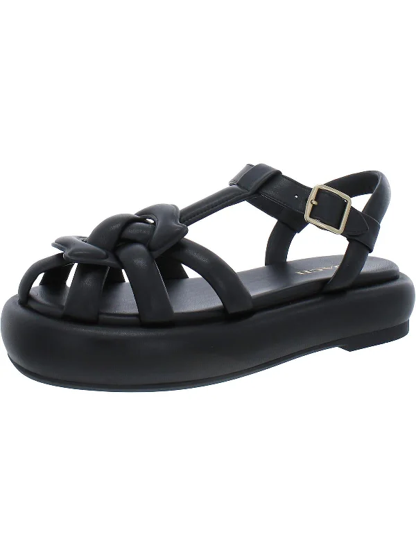 Women's Cork - Soled Espadrille Sandals with a Rope - Trimmed Upper in Navy for a Summer VibePenney Womens Leather Strappy Flatform Sandals