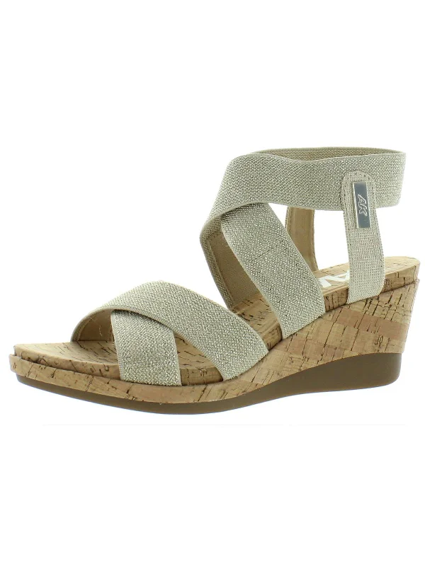Women's Cork - Soled Espadrille Sandals with a Rope - Trimmed Upper in Navy for a Summer VibePetulia Womens Casual Heel Wedge Sandals
