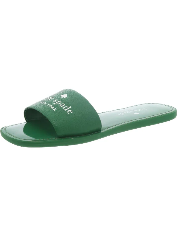 Anti - Slip Women's Sandals with a Grooved Sole in Green for Outdoor AdventuresPeyton Womens Tumbled Leather Slide Sandals
