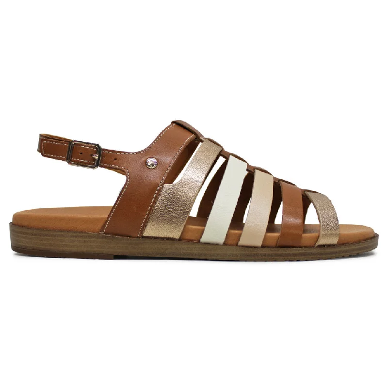 Waterproof Women's Rubber Beach Sandals with Arch Support in Blue for Water ActivitiesFormentera Leather Women's Slingbacks Sandals