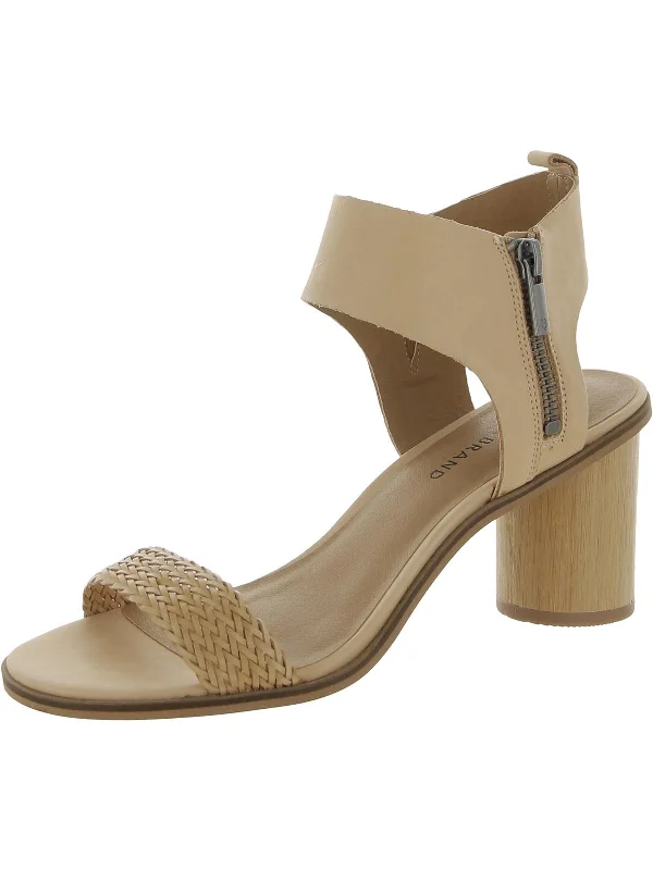 Women's Leather - Strapped Sandals with a Braided Detail in Brown for a Rustic AppealPomee Womens Leather Ankle Heels