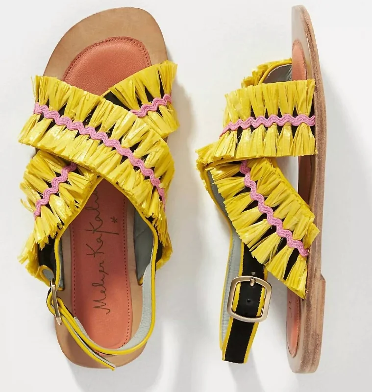 Women's Flat Slide Sandals with a Memory Foam Insole in White for All - Day ComfortPonza Liku Sandal In Yellow