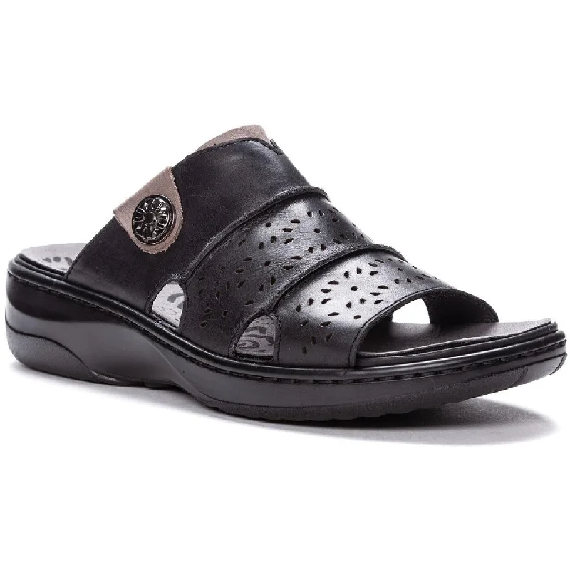 Women's Sandals with a Glitter - Coated Strap in Gold for a Sparkly Summer OutfitPropet Womens Gertie Leather Open Toe Slide Sandals