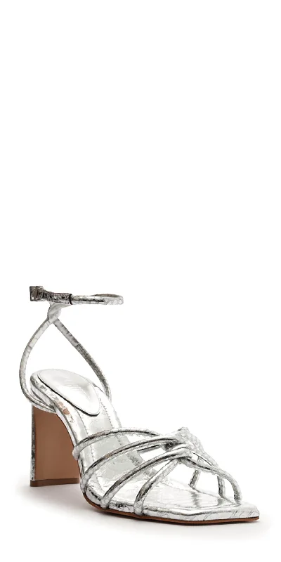 Adjustable Strap Women's Sandals with a Padded Heel in Pink for a Custom FitRachel Leather Sandal In Silver