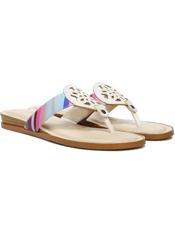 Women's Flat Slide Sandals with a Memory Foam Insole in White for All - Day ComfortRaegan Womens Faux Leather Slip On Thong Sandals
