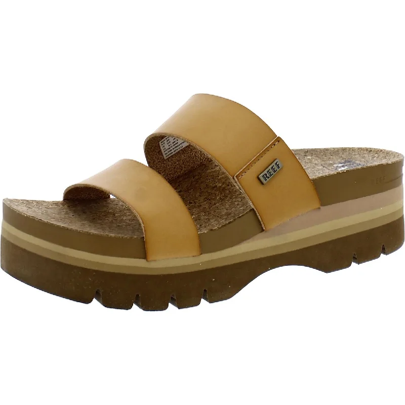 Elastic - Strap Women's Sandals with a Padded Toe in Teal for Easy On - and - OffReef Womens Cushion Vista Hi 2.5 Faux Leather Slip On Wedge Sandals