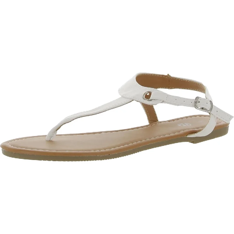 Women's Sandals with a Floral - Printed Upper in Pink for a Feminine Spring LookRekayla Womens Faux Leather Ankle Strap Thong Sandals