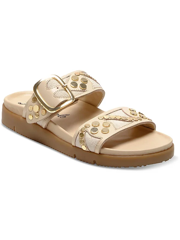 Women's Strappy Gladiator Sandals with Buckle Closures in Tan for a Boho LookRevelry Womens Rubber Studded Slide Sandals