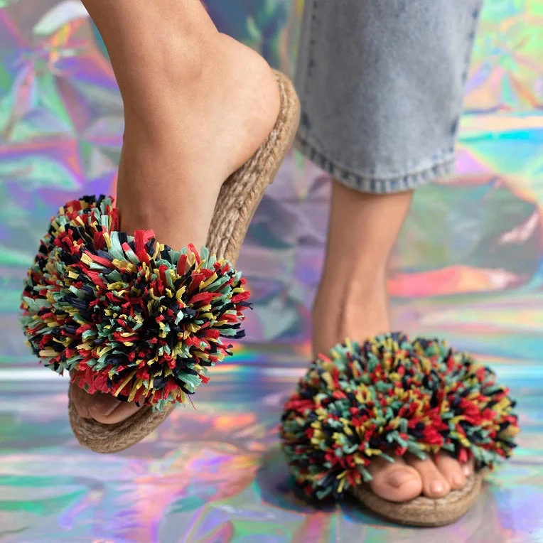 Women's Sandals with a Glitter - Coated Strap in Gold for a Sparkly Summer OutfitWomen Open Toe Rhim Jhim Sandals Multi- Color