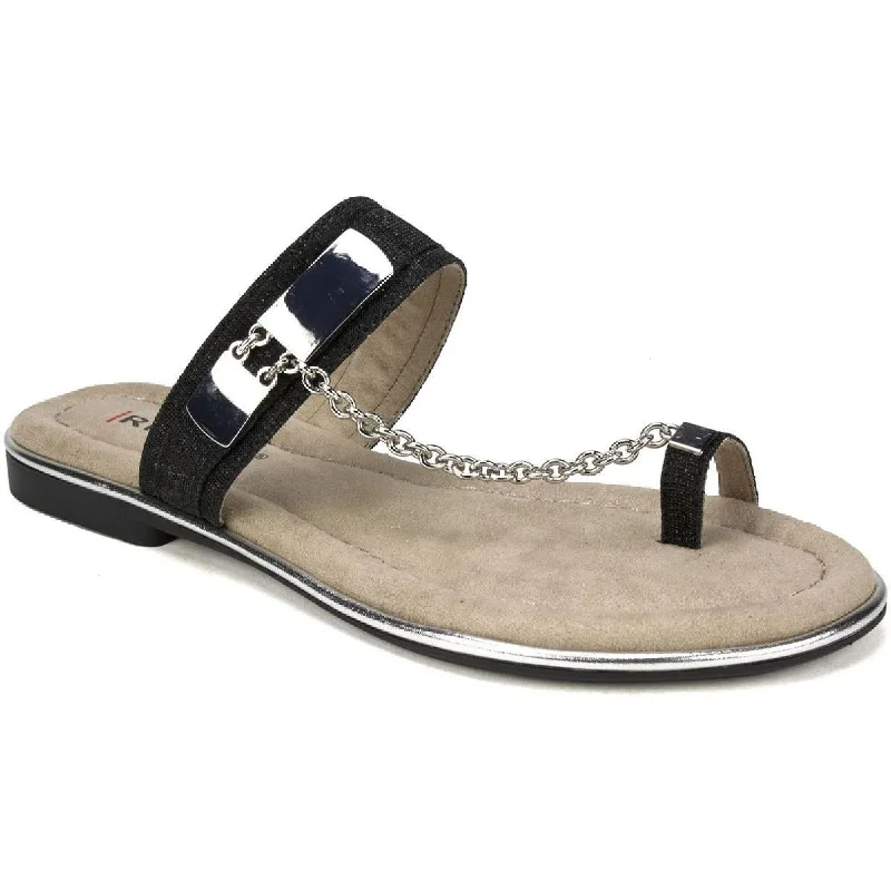 Waterproof Women's Rubber Beach Sandals with Arch Support in Blue for Water ActivitiesRialto Womens Zoria Chain Slip On Flat Sandals