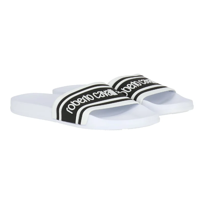 Waterproof Women's Rubber Beach Sandals with Arch Support in Blue for Water ActivitiesRoberto Cavalli Women's White Sandal