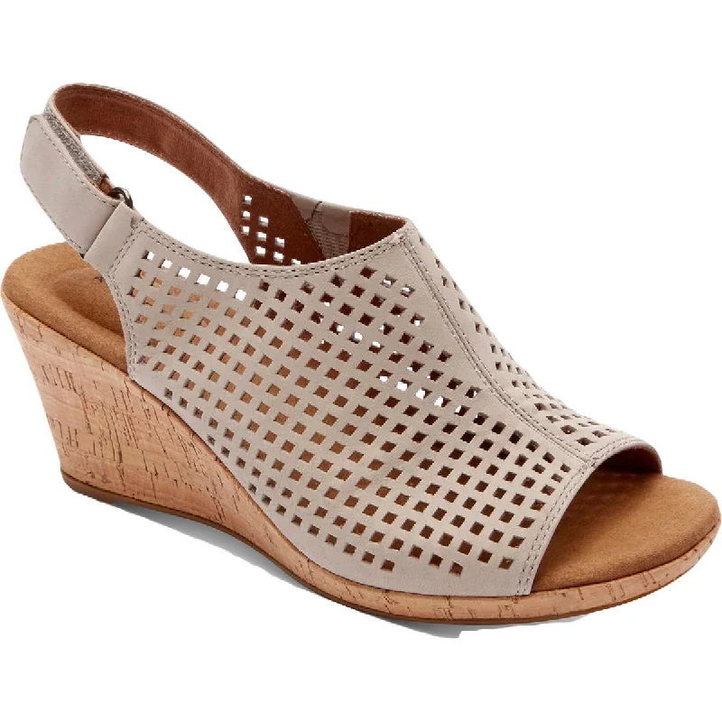 Women's Cork - Soled Espadrille Sandals with a Rope - Trimmed Upper in Navy for a Summer VibeRockport Womens Briah Suede Perforated Wedge Sandals