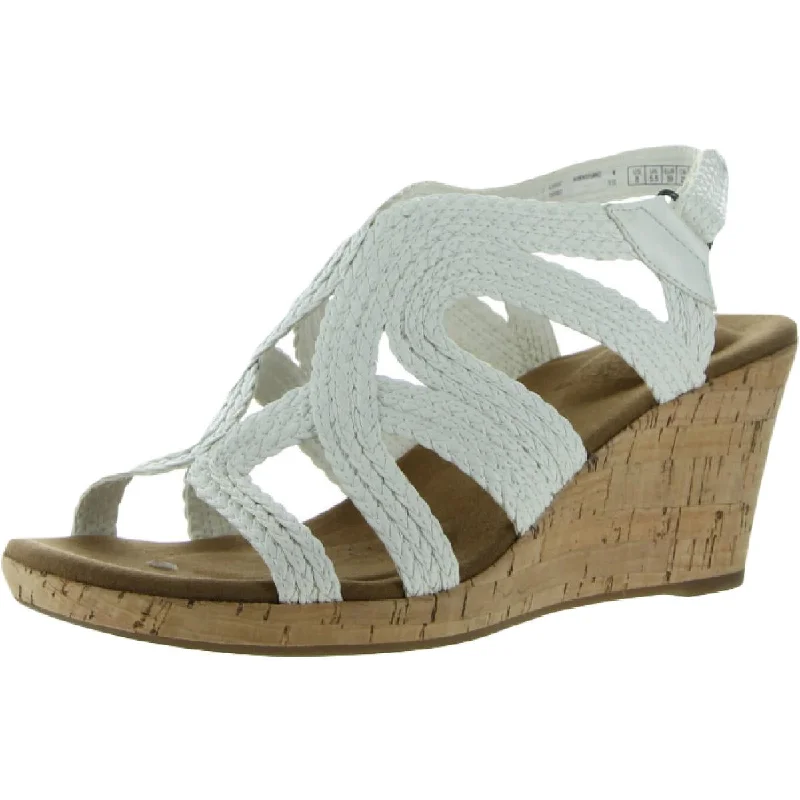 Women's Flat Slide Sandals with a Memory Foam Insole in White for All - Day ComfortRockport Womens Leather Woven Wedge Sandals