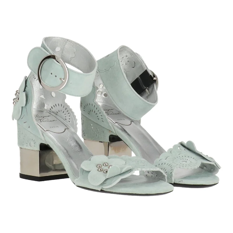 Women's Ankle - Strap Sandals with a Block Heel in Red for a Sophisticated StyleRoger Vivier Womens Blue Sandal