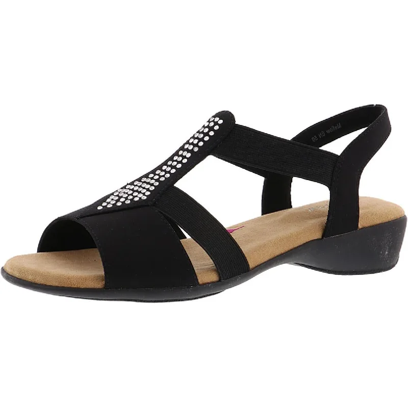 Waterproof Women's Rubber Beach Sandals with Arch Support in Blue for Water ActivitiesRos Hommerson Womens Mellow Rhinestone Stretch T-Strap Sandals