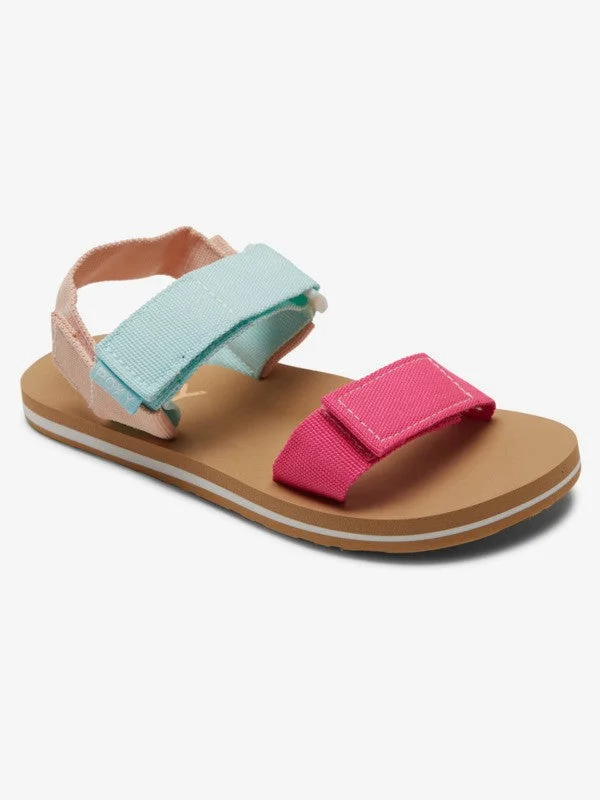 Women's Ankle - Strap Sandals with a Block Heel in Red for a Sophisticated StyleRoxy Sandals Girls Adjustable Hook And Loop Tape