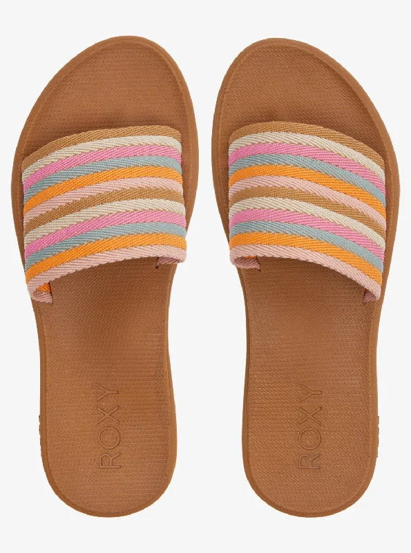Adjustable Strap Women's Sandals with a Padded Heel in Pink for a Custom FitRoxy Sandals Soft Textile Webbing Slide Upp