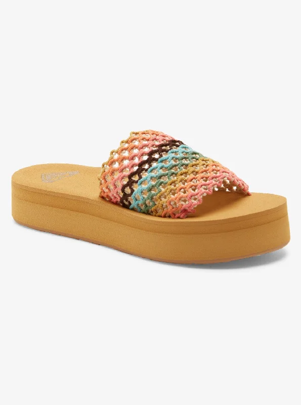 Women's Sandals with a Wedge Heel and a Tassel Detail in Orange for a Trendy LookRoxy Sandals Textile Crochet Slide Sandal
