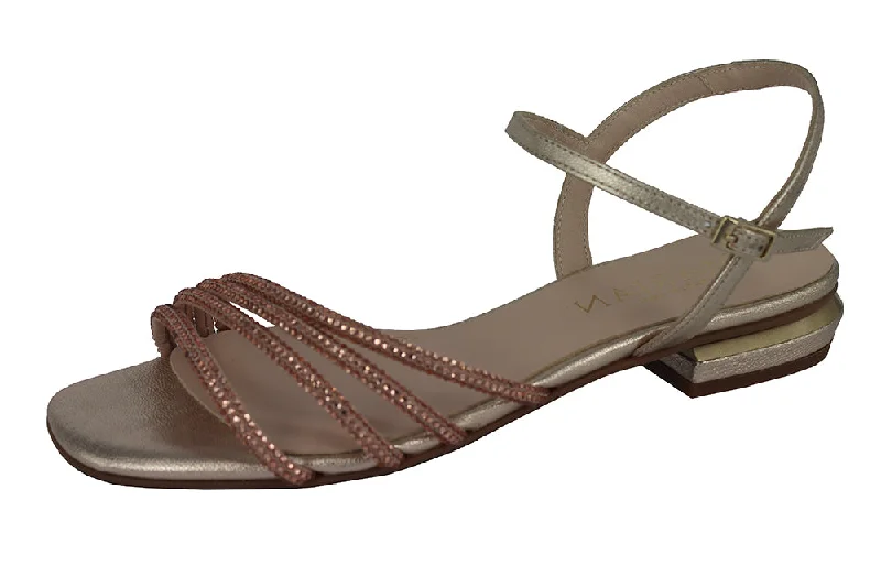 Women's Sandals with a Wedge Heel and a Tassel Detail in Orange for a Trendy Look1125 - CRISTAL SILK / METAL CHAMPAGNE