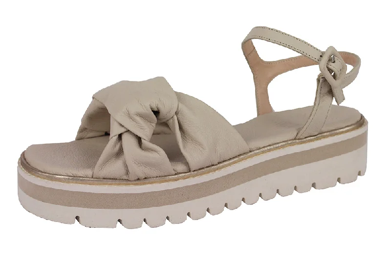 Women's Leather - Strapped Sandals with a Braided Detail in Brown for a Rustic Appeal1009 - VEGAS CREMA