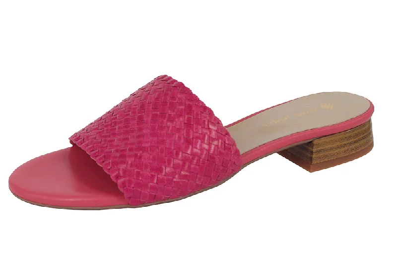 Women's Leather - Strapped Sandals with a Braided Detail in Brown for a Rustic Appeal7005 - FUXIA